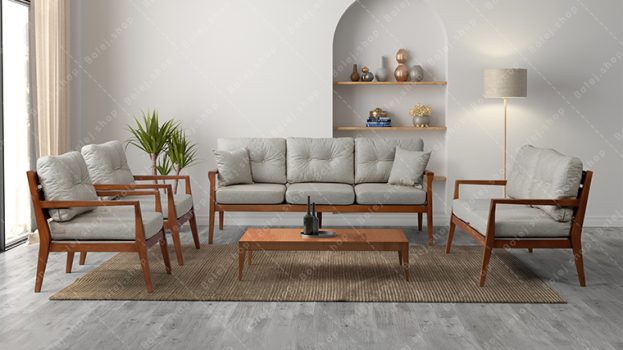 عکس مبل چوبی مینیمال راحتی 7 نفره مدل آهو