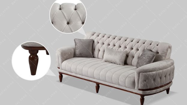 مبل راحتی چستر 7 نفره طوسی دلوین