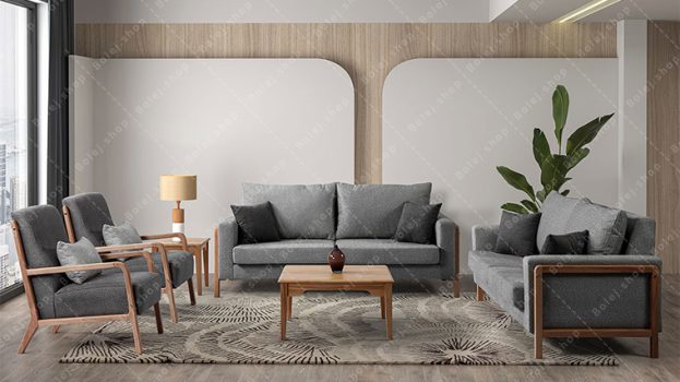 عکس مبل راحتی دسته چوبی 8 نفره مینیمال تابان