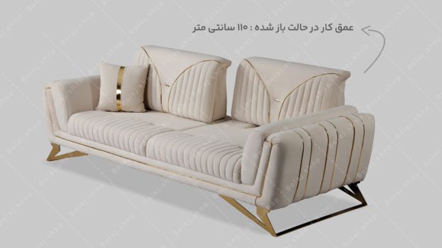 عکس مبل سه نفره تخت شو سفید طلایی غزال
